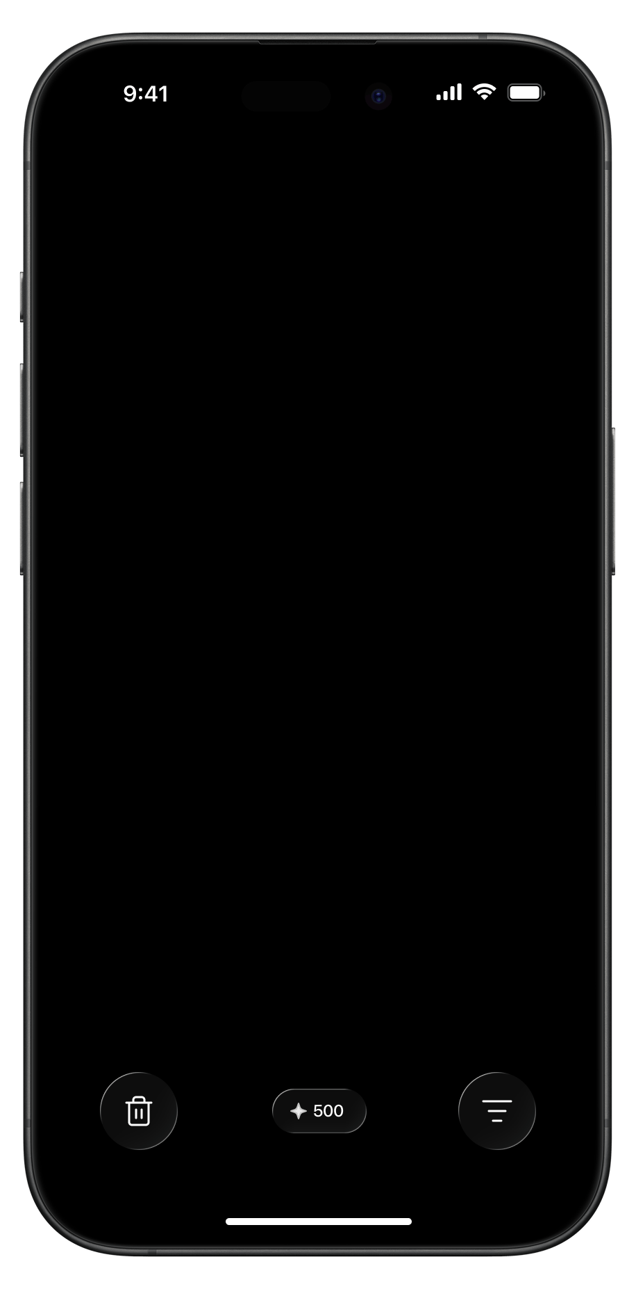 Swipellio running on an iPhone: a photo card being swiped left into the Trash Bin